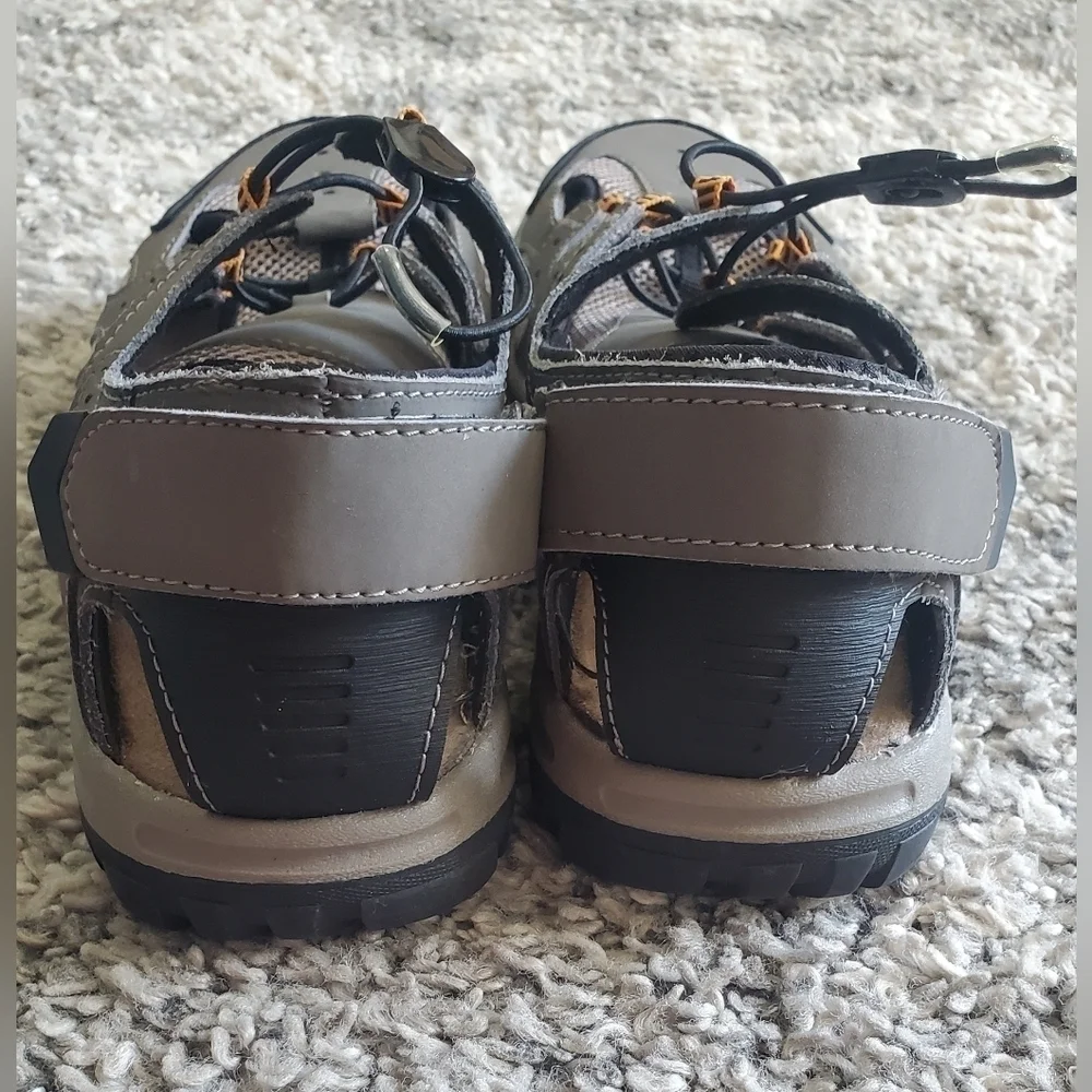 Mossimo Supply Co. Gray‎ Leather Slip On Draw Cord Sport Sandals Men's Shoe 10